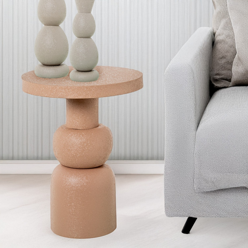 Table d’appoint ronde métal rose poudré 40x53 cm Hyreni  - 2