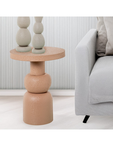 Table d’appoint ronde métal rose poudré 40x53 cm Hyreni  - 2