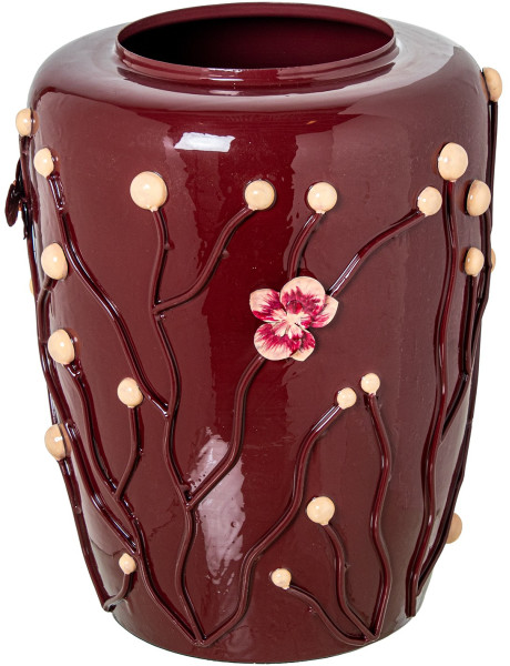 Vase décoratif métal bordeaux brillant 35x44 cm Kivena  - 1
