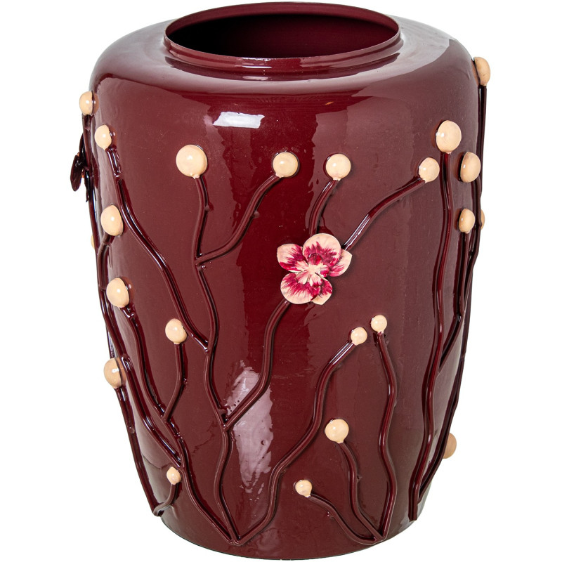Vase décoratif métal bordeaux brillant 35x44 cm Kivena  - 1