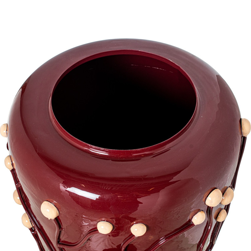 Vase décoratif métal bordeaux brillant 35x44 cm Kivena  - 3