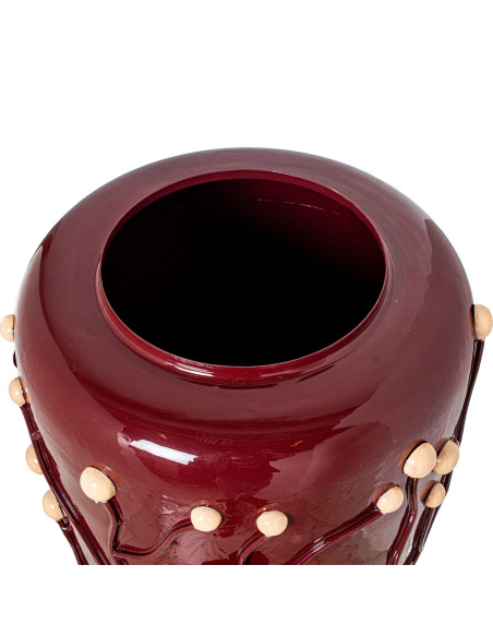 Vase décoratif métal bordeaux brillant 35x44 cm Kivena  - 3