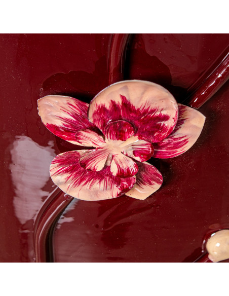 Vase décoratif métal bordeaux brillant 35x44 cm Kivena  - 5