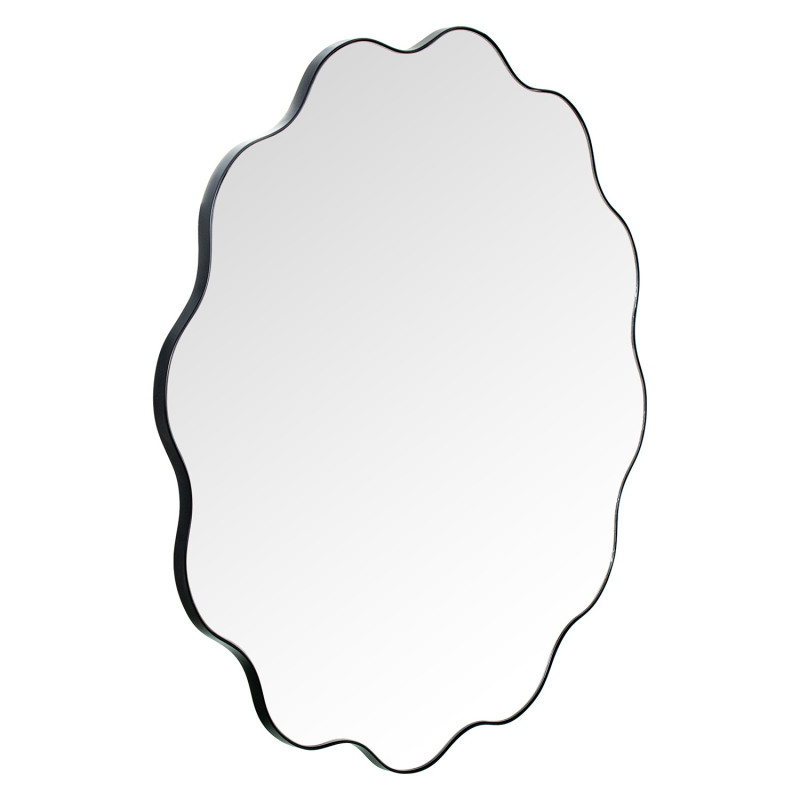 Miroir rond ondulé métal noir Ø70x1,5 cm Azyune  - 2