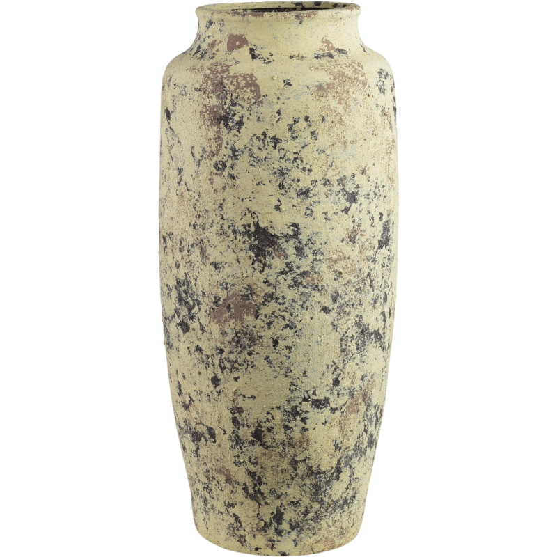 Grand vase de sol céramique beige brun 26x26x58 cm Syvura  - 1