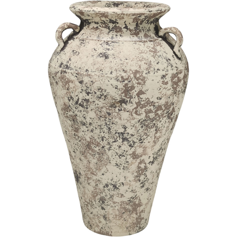 Grand vase amphore céramique beige grisé 35x35x57 cm Syvura  - 1