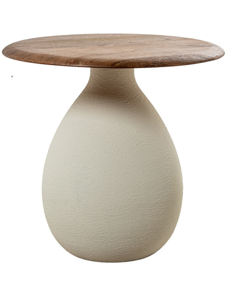 Table d’appoint ronde bois et céramique 40x40x38 cm Nevune  - 1