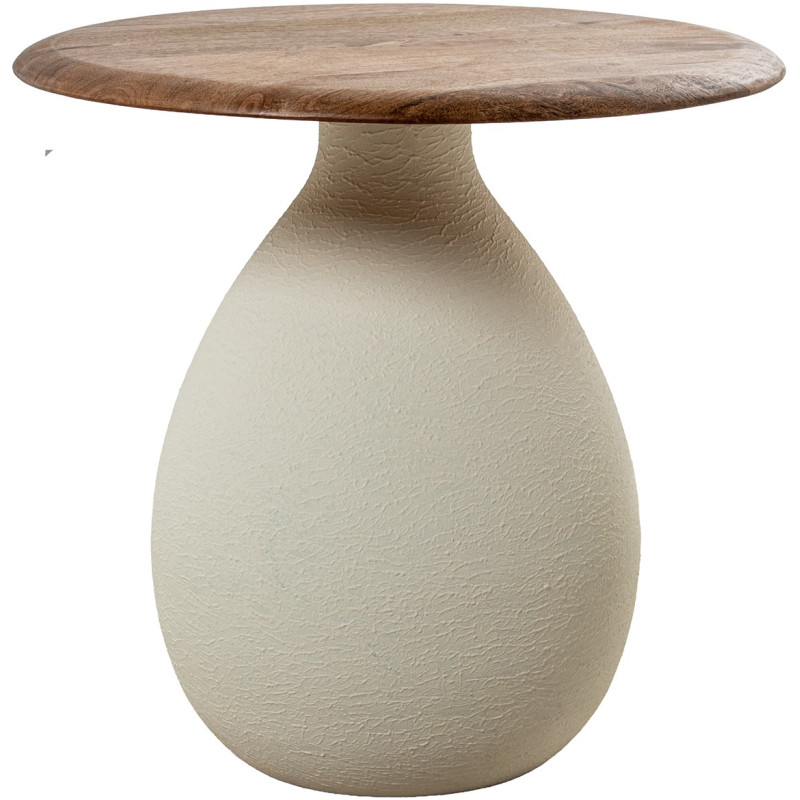 Table d’appoint ronde bois et céramique 40x40x38 cm Nevune  - 1