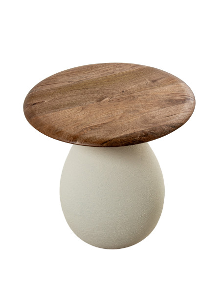 Table d’appoint ronde bois et céramique 40x40x38 cm Nevune  - 3