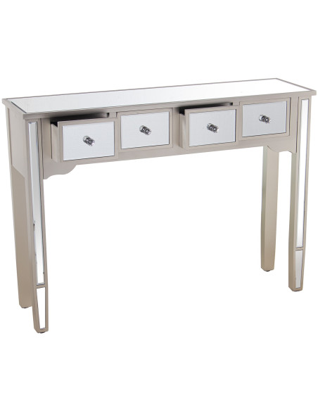 Console d’entrée miroir 4 tiroirs champagne 110x30x80 cm Lyeova  - 3