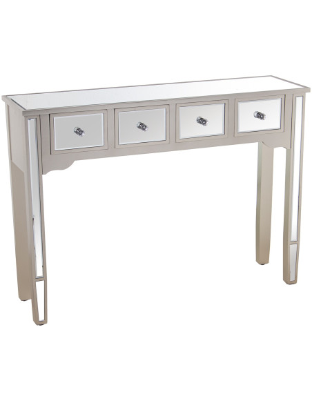 Console d’entrée miroir 4 tiroirs champagne 110x30x80 cm Lyeova  - 1