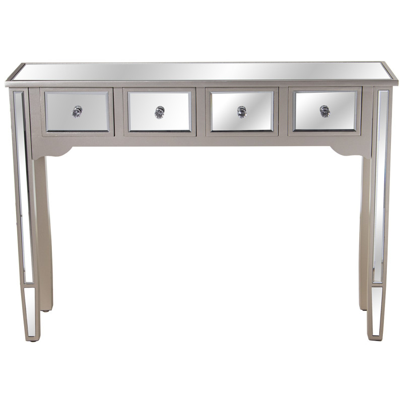 Console d’entrée miroir 4 tiroirs champagne 110x30x80 cm Lyeova  - 2