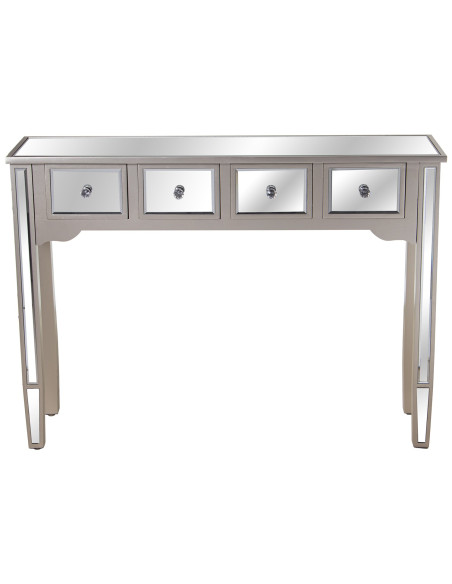 Console d’entrée miroir 4 tiroirs champagne 110x30x80 cm Lyeova  - 2