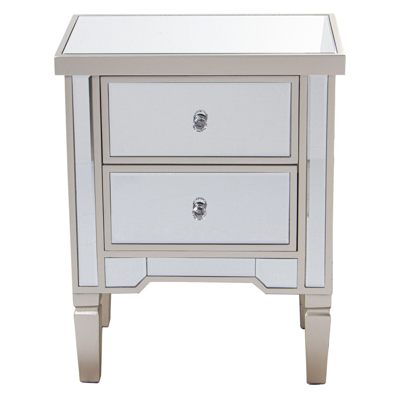 Table de chevet miroir champagne 2 tiroirs 49x33x62 cm Lyeova  - 2