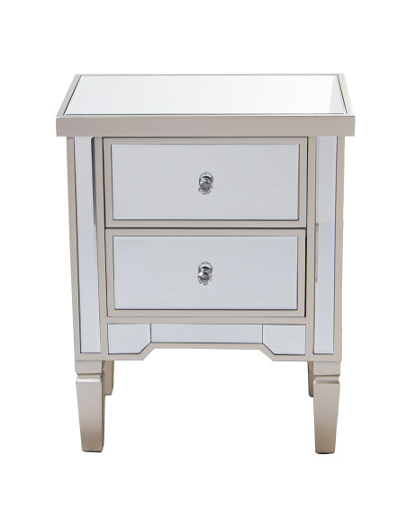 Table de chevet miroir champagne 2 tiroirs 49x33x62 cm Lyeova  - 2