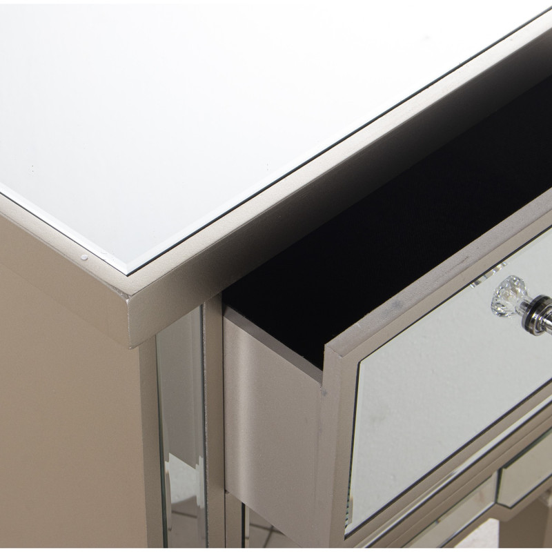 Table de chevet miroir champagne 2 tiroirs 49x33x62 cm Lyeova  - 4