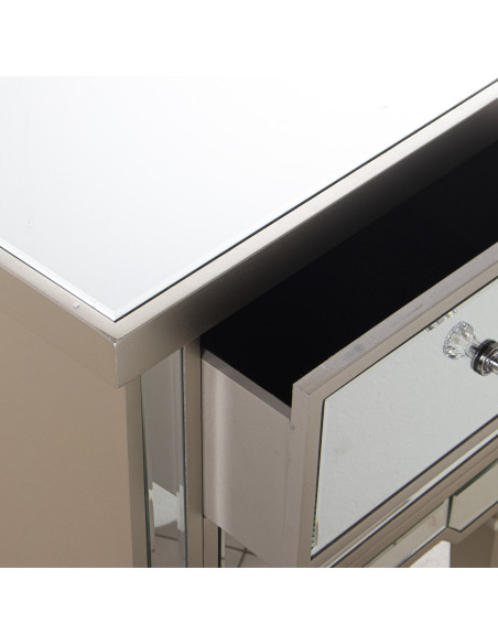 Table de chevet miroir champagne 2 tiroirs 49x33x62 cm Lyeova  - 4