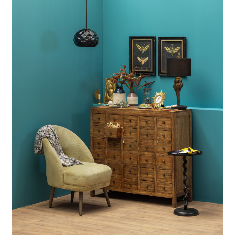 Commode apothicaire 30 tiroirs acajou brun 105x42x100 cm Mercerie  - 2