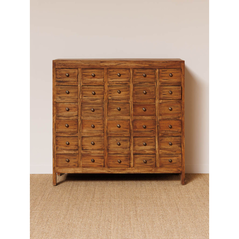 Commode apothicaire 30 tiroirs acajou brun 105x42x100 cm Mercerie  - 4