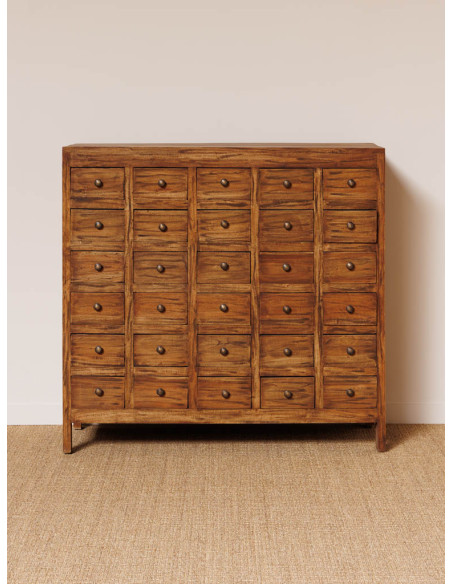 Commode apothicaire 30 tiroirs acajou brun 105x42x100 cm Mercerie  - 4