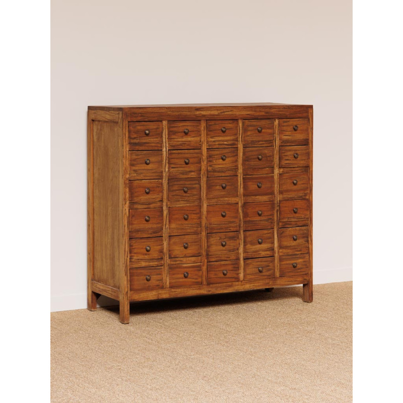 Commode apothicaire 30 tiroirs acajou brun 105x42x100 cm Mercerie  - 3