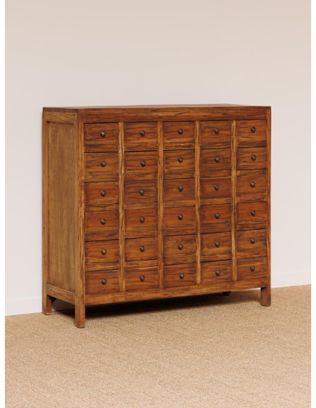 Commode apothicaire 30 tiroirs acajou brun 105x42x100 cm Mercerie  - 3