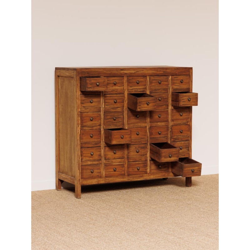 Commode apothicaire 30 tiroirs acajou brun 105x42x100 cm Mercerie  - 5