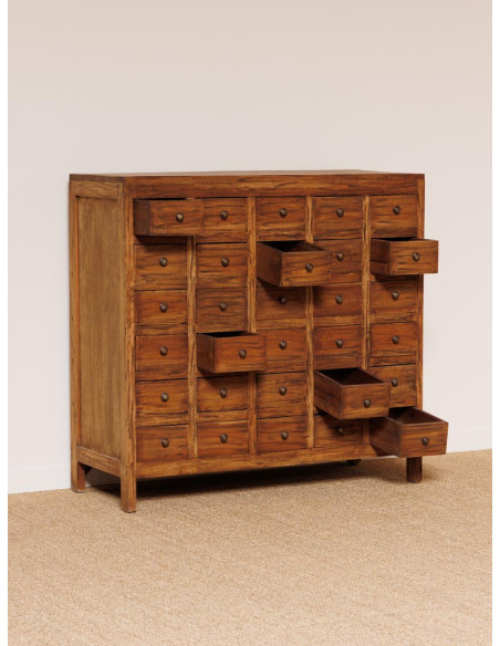 Commode apothicaire 30 tiroirs acajou brun 105x42x100 cm Mercerie  - 5