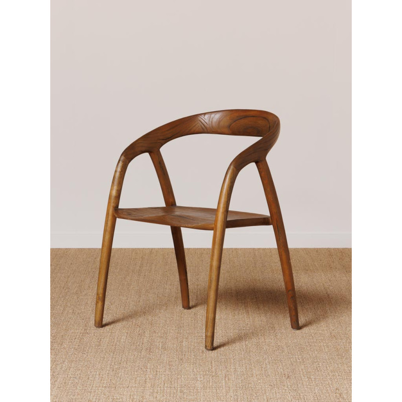 Chaise bois de sungkai foncé avec accoudoirs 56x53x76 cm Lenor  - 3