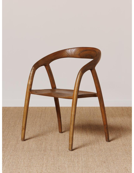 Chaise bois de sungkai foncé avec accoudoirs 56x53x76 cm Lenor  - 3