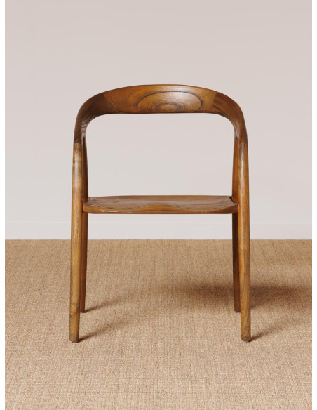 Chaise bois de sungkai foncé avec accoudoirs 56x53x76 cm Lenor  - 4