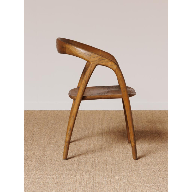 Chaise bois de sungkai foncé avec accoudoirs 56x53x76 cm Lenor  - 5
