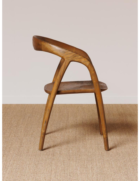 Chaise bois de sungkai foncé avec accoudoirs 56x53x76 cm Lenor  - 5