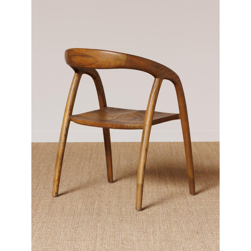 Chaise bois de sungkai foncé avec accoudoirs 56x53x76 cm Lenor  - 6
