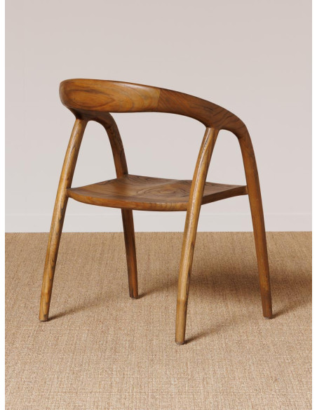 Chaise bois de sungkai foncé avec accoudoirs 56x53x76 cm Lenor  - 6