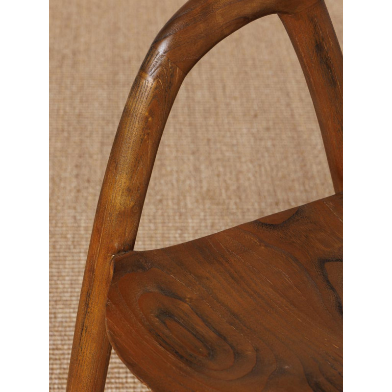Chaise bois de sungkai foncé avec accoudoirs 56x53x76 cm Lenor  - 7