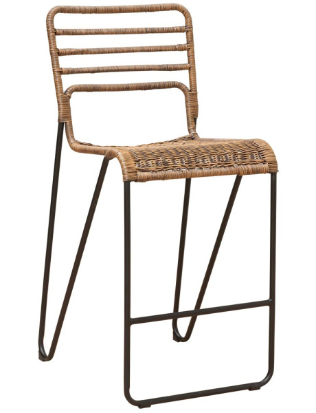Lot de 2 tabourets de bar rotin métal noir 45,5x56x100,5 cm Veracruz  - 1