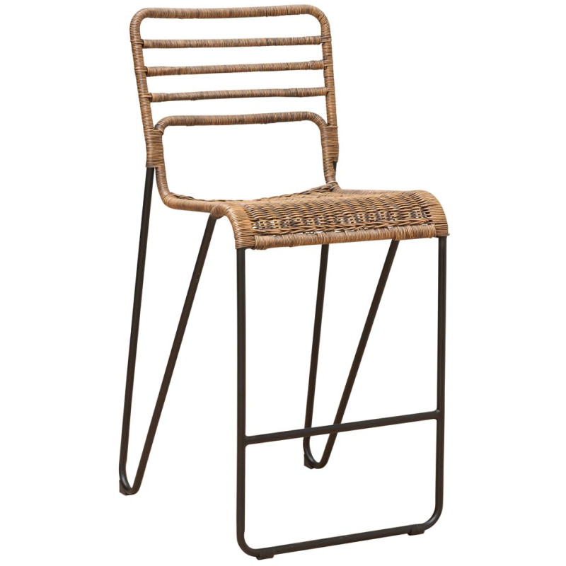Lot de 2 tabourets de bar rotin métal noir 45,5x56x100,5 cm Veracruz  - 1