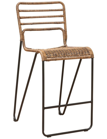 Lot de 2 tabourets de bar rotin métal noir 45,5x56x100,5 cm Veracruz  - 1