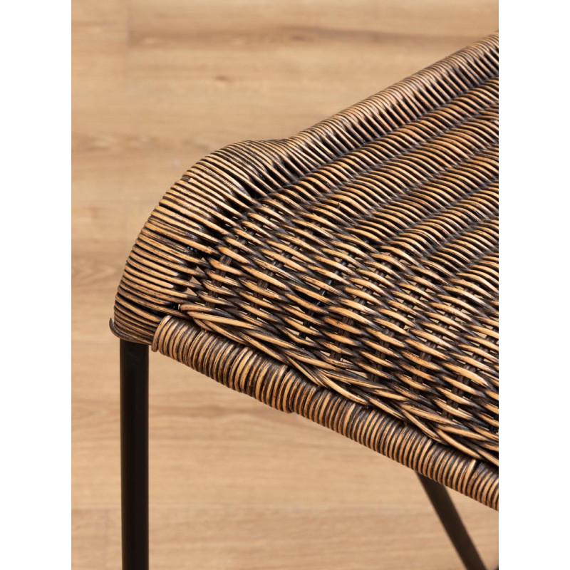 Lot de 2 tabourets de bar rotin métal noir 45,5x56x100,5 cm Veracruz  - 3