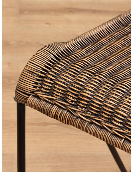 Lot de 2 tabourets de bar rotin métal noir 45,5x56x100,5 cm Veracruz  - 3