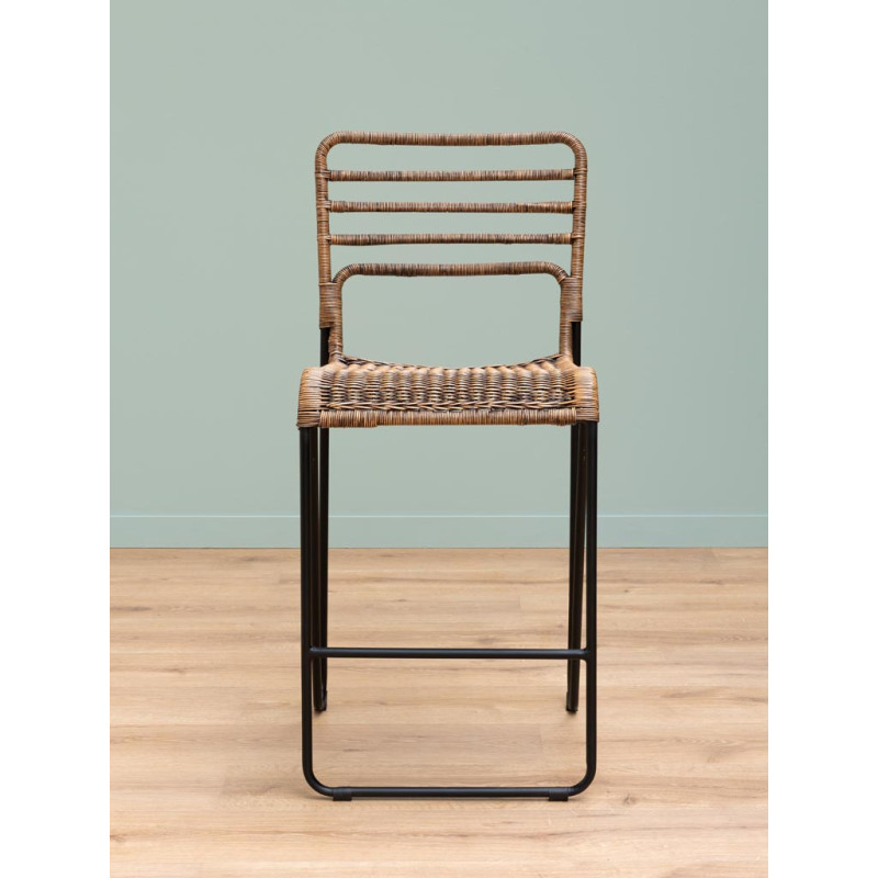 Lot de 2 tabourets de bar rotin métal noir 45,5x56x100,5 cm Veracruz  - 4