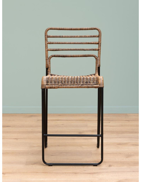 Lot de 2 tabourets de bar rotin métal noir 45,5x56x100,5 cm Veracruz  - 4