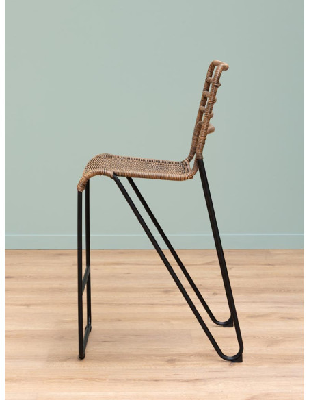 Lot de 2 tabourets de bar rotin métal noir 45,5x56x100,5 cm Veracruz  - 5
