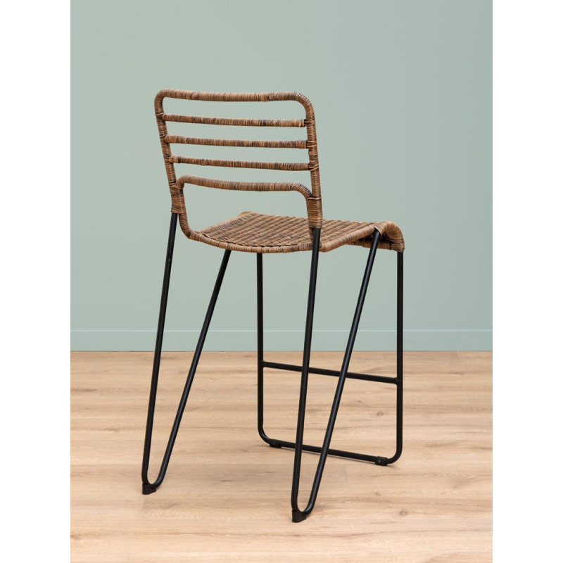 Lot de 2 tabourets de bar rotin métal noir 45,5x56x100,5 cm Veracruz  - 6