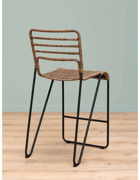 Lot de 2 tabourets de bar rotin métal noir 45,5x56x100,5 cm Veracruz  - 6
