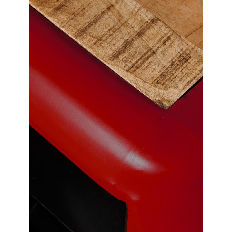 Chevet industriel métal rouge et manguier 64x46x60 cm Téléphérique  - 5