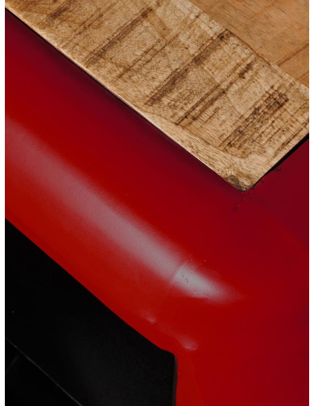 Chevet industriel métal rouge et manguier 64x46x60 cm Téléphérique  - 5