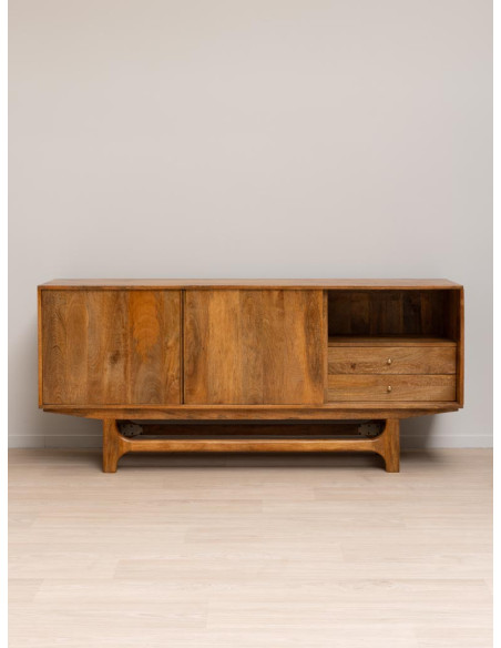 Buffet enfilade manguier portes coulissantes 180x44,5x80 cm Swann  - 6