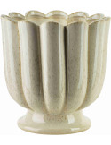 Cache-pot céramique beige cannelé 19,5x19,5x20,5 cm Dovori